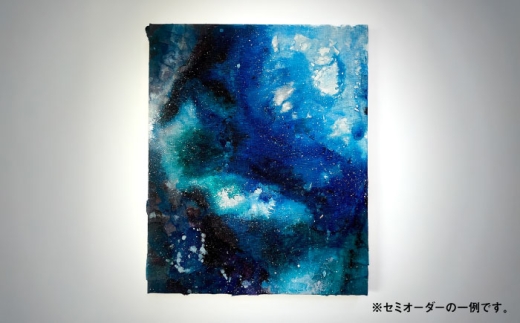 青系】絵画作品（原画）F3号サイズ・額装あり 糸島市 / yaccka アート