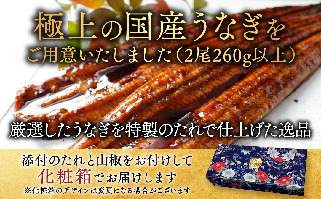 国産 特上うなぎ 2尾 合計 260g 以上 （ 国産 うなぎ 鰻 ウナギ 蒲焼き