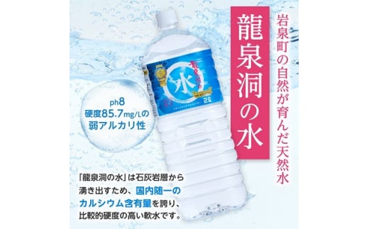 ＜毎月定期便＞龍泉洞の水(2L×6本)　1年間お届けコース全12回_水 2L 定期便 全12回 龍泉洞 飲料水 みず ミネラルウォーター 天然水 飲料 ペットボトル 軟水 2L×6本 ストック 備蓄 災害用 防災 保存 常温 岩手県 岩泉町 送料無料【4051811】