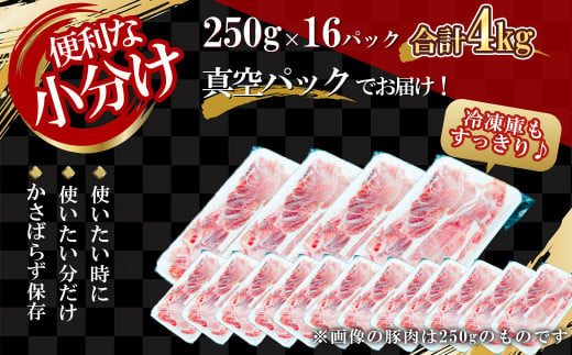 【農場直送】真空パック　北海道産　北島ワインポーク　しゃぶしゃぶ用ウデ　4kg【小分け】