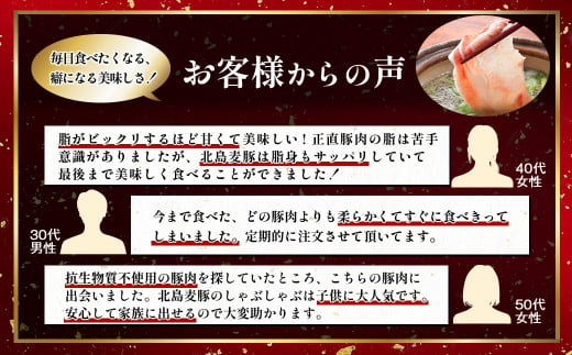 【農場直送】真空パック　北海道産　北島ワインポーク　しゃぶしゃぶ用ウデ　4kg【小分け】