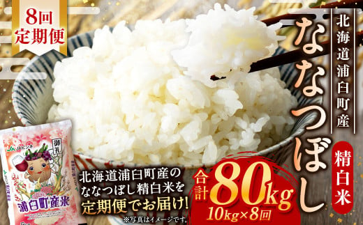 【8回定期便】 浦臼産 ななつぼし 精白米 10kg（5kg×2袋）