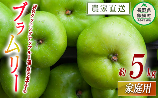 りんご ブラムリー 家庭用 5kg 山岸ファーム 沖縄県への配送不可 2023年8月中旬頃から2023年8月下旬頃まで順次発送予定 令和5年度収穫分 信州 果物 フルーツ リンゴ 林檎 長野 10500円 予約 農家直送 長野県 飯綱町 [1151]