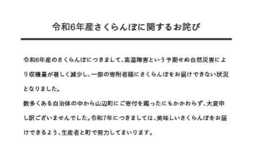 《先行予約》2025年 山形県産 特選佐藤錦 桐箱詰め 約500g 2L やまのべ多田耕太郎のさくらんぼ サクランボ F20A-505