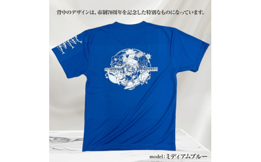 地域限定オリジナルデザインTシャツ さばT（ワンポイントコヨーテブラウン・ドライ）男女兼用 LLサイズをお届け サバT 半袖 トップス スポーツ用品【R01064-5】