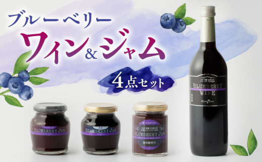 【化粧箱入】ブルーベリーワイン 720ml & ジャム 3個 セット ブルーベリー 熊本 ワイン 山都【社会福祉法人 御陽会 サポートハウス 明星学園】[YBM005] 