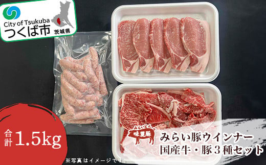 村下商事のおすすめバラエティパック1.5kg(牛・豚・ウインナー)【 茨城県 つくば市 BBQ 牛肉 豚肉  ウインナー バラエティ 焼肉 焼き肉 バーベキュー ロース バラ 切り落とし 】