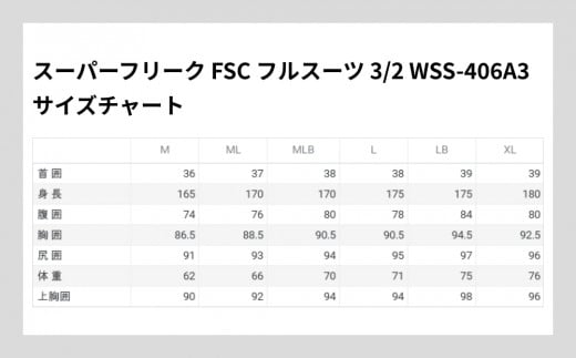 スーパーフリーク FSC フルスーツ 3/2　WSS-406A3（LB ブラック/デイジーブラック）