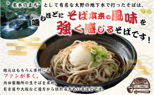 【12ヶ月定期便】越前大野産 石臼挽き 越前そば 生そば10食 × 12回 計120食（つゆ付）