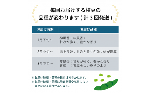 【先行受付】枝豆3kg（1kg×3回）秋田県井川町産　７月から順次発送