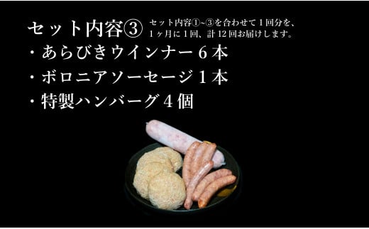 【12回定期便 豚肉7種セット】 ありたぶた バラエティSセット (豚肉7種) 12回 定期便 小分け 真空パック 豚肉 ロース バラ ウインナー ソーセージ ハンバーグ N240-2