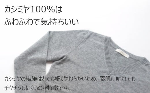 大きいサイズ カシミヤ100％ Vネックセーター ライトグレー・LL 新潟県 五泉市 高橋ニット株式会社