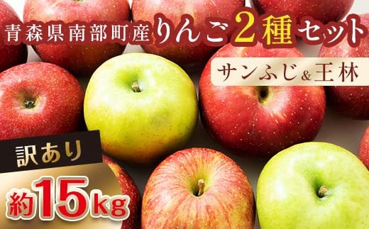 【訳あり】 青森産 完熟 りんご 約15kg サンふじ 王林 2種セット （中～大玉） 【誠果園】 青森りんご リンゴ 林檎 アップル あおもり 青森 青森県 南部町 三戸 南部 澁川賞受賞 果物 くだもの フルーツ 家庭用 わけあり ワケアリ 訳アリ 規格外品 F21U-228