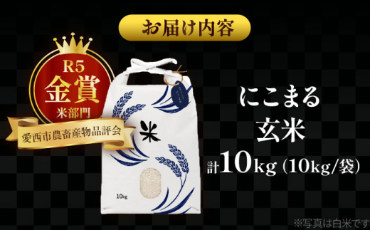 【5月発送】愛知県産にこまる 玄米10kg 特別栽培米 ご飯 玄米 愛西市 / 戸典オペレーター [AECT019-5]