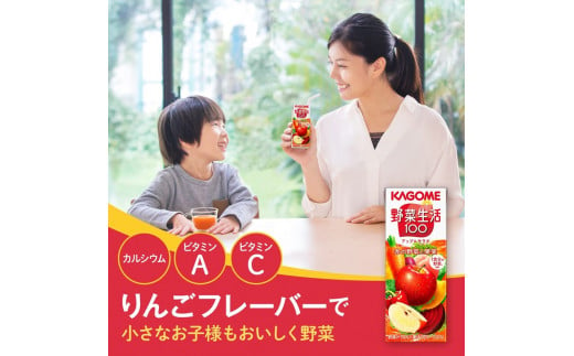 【 定期便 6ヶ月 】カゴメ 野菜生活100 アップルサラダ 200ml×48本 ジュース 野菜 果実ミックスジュース 果汁飲料 紙パック 砂糖不使用 1食分の野菜 カルシウム ビタミンA ビタミンC にんじん汁 飲料類 ドリンク 野菜ドリンク 備蓄 長期保存 防災 飲みもの