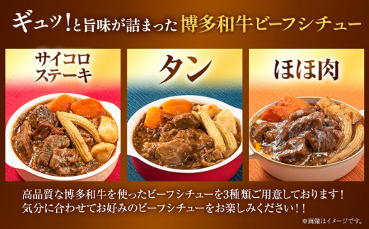 博多和牛 の ビーフシチュー 230g × 3種類 ( サイコロステーキ タン ほほ肉 ) 清柳食産《30日以内に出荷予定(土日祝除く)》九州産 牛 肉 牛肉 和牛 シチュー