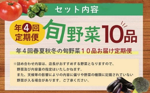 季節のお野菜詰め合わせセット 定期便 春夏秋冬年4回 旬野菜 1回あたり10品 セット 詰め合わせ 野菜 旬 おまかせ 新鮮 やさい レシピ付き 高知県 室戸市