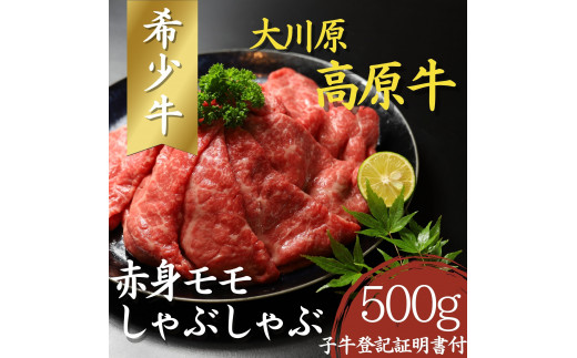 [№5852-0387]大川原高原牛　赤身モモしゃぶしゃぶ　500g［和牛 希少 佐那河内 さなごうち 大川原高原 牛肉 鍋  赤身 もも肉 贅沢 あっさり 冷しゃぶ サラダ 牛丼 弁当 レシピ 冷凍 ギフト 贈答］