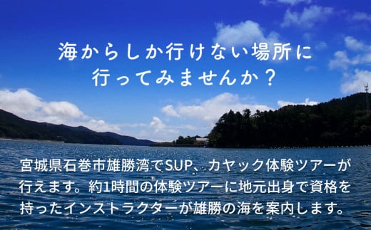 SUP ・ カヤック 体験 大人１名様分 体験ツアー 石巻市 雄勝湾 海