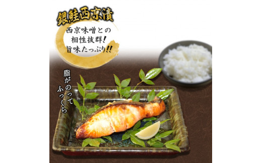 銀鮭5種食べ比べセット 西京漬け 粕漬け 甘塩 塩麹漬 柚庵漬 各70g×2切れ 【2月発送】