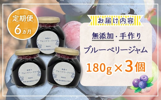 【定期便6カ月】北海道 豊浦町産 無添加手作り ブルーベリージャム180g×3個 【ふるさと納税 人気 おすすめ ランキング 果物 ブルーベリー 国産ブルーベリー ブルーベリージャム 手作り 無添加 大容量 おいしい 美味しい あまい ジューシー 定期便 北海道 豊浦町 送料無料】 TYUS011