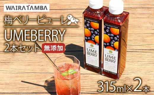 梅ベリーピューレ UMEBERRY 2本セット 315ml×2本 無添加 5倍希釈 フルーツ 果物 梅 うめ 完熟梅 ブルーベリー ジュース シロップ 贈り物 割材 炭酸割 お酒割 焼酎 ヨーグルト 牛乳 カクテル 京都府 京丹波 