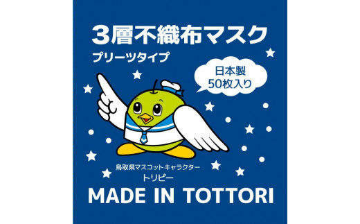 【72001】鳥取県岩美町産　不織布マスク５０枚入り×４０箱（２０００枚）