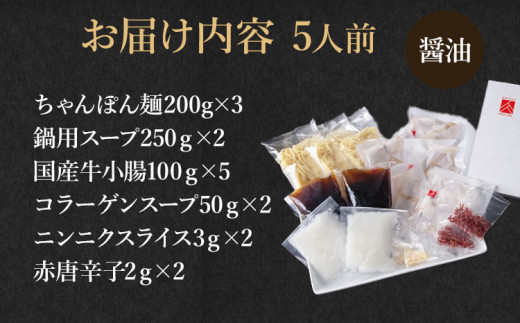 博多もつ鍋セット 5人前（醤油味）  お取り寄せグルメ お取り寄せ 福岡 お土産 九州  福岡土産 取り寄せ グルメ  福岡県