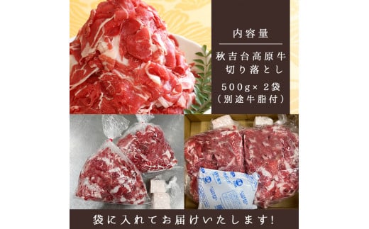 数量限定 秋吉台 高原牛 切り落とし 合計 1kg ( 約 500g × 2 ) ｜ 山口県 お礼の品 返礼品 山口 美祢市 お肉 肉 牛肉 切り落とし 食べ物 牛 にく 国産 国産牛 国産牛肉 お取り寄せ 特産品 名産品 取り寄せ 長州 ブランド 1kg