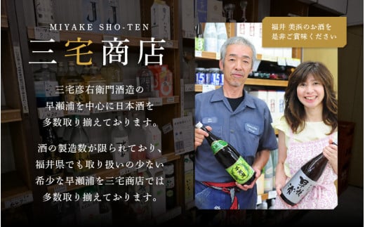 本醸造 1800ml × 2本 セット(のし無し)【日本酒 地酒 福井 美浜 早瀬 フルーティ 男酒 硬水 ミネラル 希少 ご褒美 家飲み】[m16-a016]