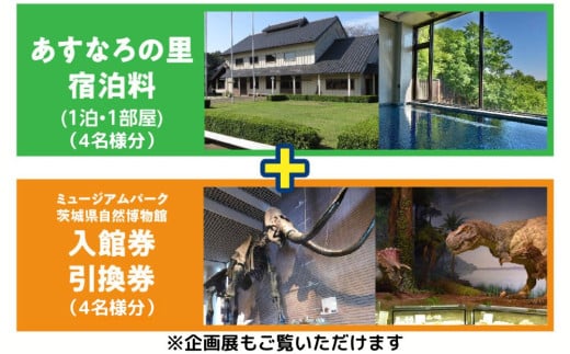 水海道あすなろの里 宿泊棟利用券(1泊４名様１部屋)及びミュージアムパーク入場券引換券 【チケット 宿泊券 入場券 博物館 旅行 茨城県 常総市 利用券 観光 宿泊 ギフト プレゼント 体験 自然 ふれあい 動物 どうぶつ バーベキュー 】