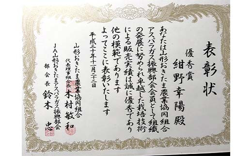 【令和7年産先行予約】 アスパラガス (春芽) 約1kg (3Lサイズ  約20～25本前後) 《令和7年5月～発送》 『生産者 紺野 幸陽』 グリーン 山形南陽産 農家直送 山形県 南陽市 [2243]