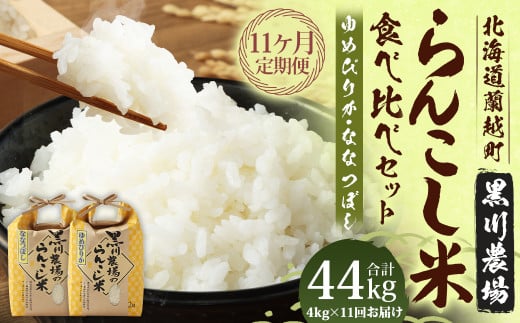 【11ヶ月定期便】 らんこし米 食べ比べ （ななつぼし・ゆめぴりか）各2kg