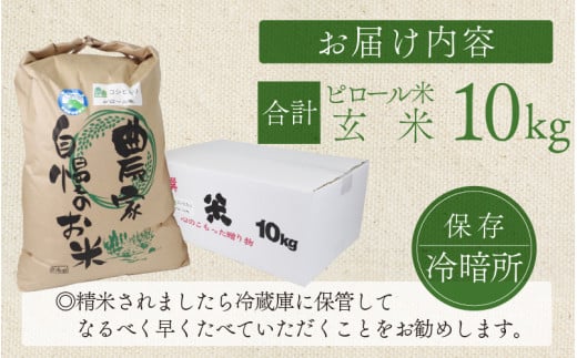 【令和6年産 新米】【孫のために作りました】ピロール米 コシヒカリ 玄米 10kg 化学肥料50％減 農薬50％減【玄米食におすすめ】