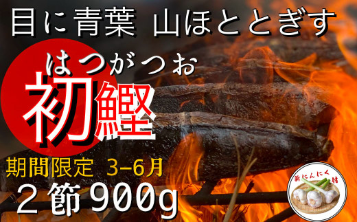 【四国一小さなまち】  ★数量限定★ 令和６年３月中旬発送開始 ≪ヤマシン≫ 初鰹のわら焼きタタキ ２節　※新にんにく１玉付き※