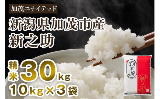 【令和6年産新米先行予約】新潟県産 新之助 精米 30kg（10kg×3袋） 東京・南青山の料亭で使用される極上米 加茂市 加茂ユナイテッド