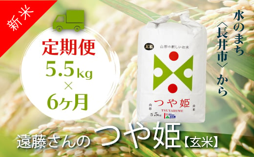 【定期便6ヶ月】【令和6年産新米】【特別栽培米】【玄米】遠藤さんの「つや姫」5.5kg×1袋×6ヶ月_A076(R6)