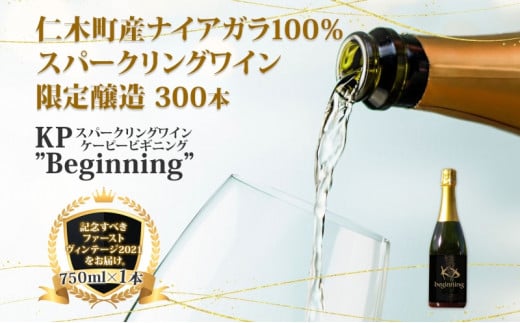 【北海道産ワイン】 限定スパークリングワイン KP”Beginning" 750ml×1本 仁木町産ナイアガラ100%使用 ワイン 白 辛口 スパークリング