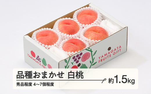 もも 桃 品種おまかせ 白桃 秀品程度 約1.5kg(4~7個程度)   2024年産 山形県産 ※沖縄・離島への配送不可 tf-moyws1500