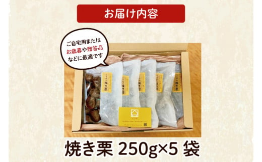 茨城県産　くりやの焼き栗　250g×5袋【くり 栗 焼き栗 秋 茨城県産 果物 果樹 栗ご飯 水戸市】（AO-2）