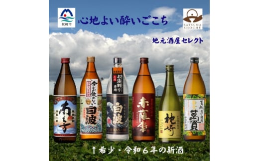 [本格焼酎]心地よい酔いごこち!地元酒屋セレクトの焼酎6銘柄　900ml・720ml　C0-35【1458665】