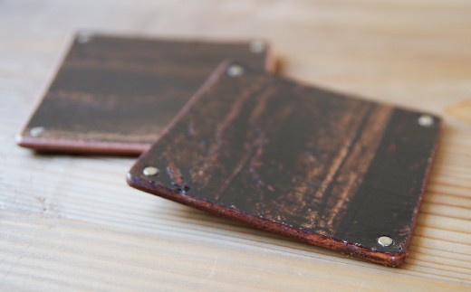 【こだわりの革細工】Pair Coaster /「LEATHERS by Kei Arabuna」 