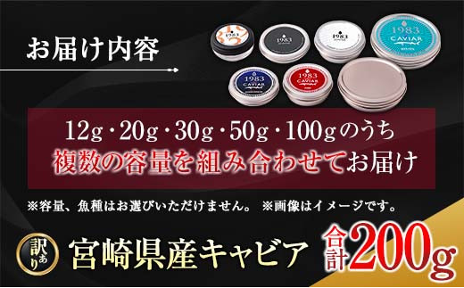 訳あり≪数量限定≫5つ星ホテル採用★宮崎県産キャビア詰め合わせセット(合計200g)　魚　魚介　国産 W2-23