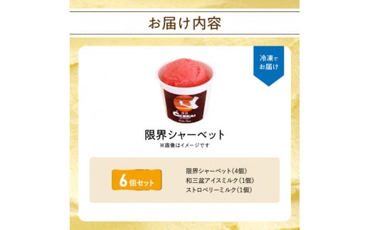 限界シャーベット 6個セット 水不使用 デザート 味 旬 果物 ジェラート アイス フルーツ 果肉 大分 J06018