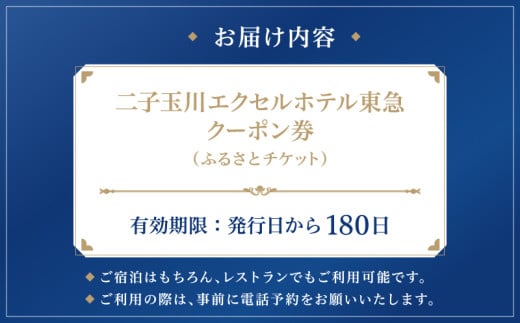 二子玉川エクセルホテル東急限定 3,000円 宿泊クーポン券（ふるさとチケット）東京都 世田谷区 宿泊 ホテル 旅行 観光 ビジネス 出張 割引 カップル 家族旅行 都内 東急ホテル アクセス便利 トラベル 宿泊券 チケット