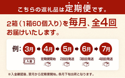 ◇＜定期便・全4回＞「一口餃子の大明神」一口餃子セット 2箱（120個入り） 毎月お届け