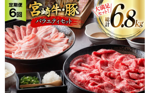 肉 定期便 6ヶ月 宮崎牛・豚バラエティセット [ミヤチク 宮崎県 美郷町 31au0059] 冷凍 小分け 牛肉 豚肉 豚小間 豚バラ 小間 豚ロース 牛肩ロース しゃぶしゃぶ 焼肉 牛モモ