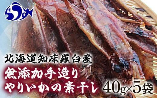 北海道知床羅臼産 無添加手造りやりいかの素干し 40g×5袋 生産者 支援 応援