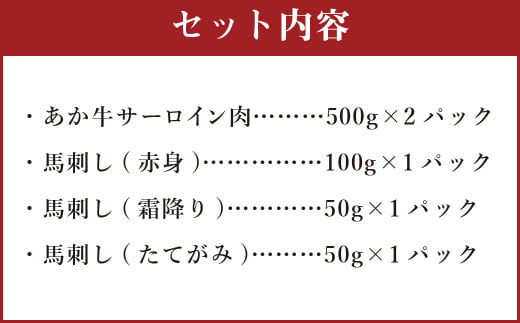 すきやき・しゃぶしゃぶ用サーロイン肉1kg(500g×2)馬刺し200g ( 赤身 100g 霜降り 50g たてがみ 50g)