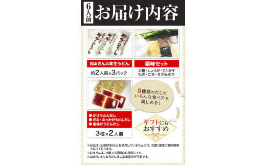 おうどんセット ６人前 《90日以内に出荷予定(土日祝除く)》和ぁさん家、株式会社栄工製作所 うどん 麺 生麺 生うどん 本格 手作り 和食 ご家庭用 こだわり お手軽 ギフト セット 薬味 だし付き 徳島県 美馬市